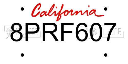 8PRF607 California License Plate