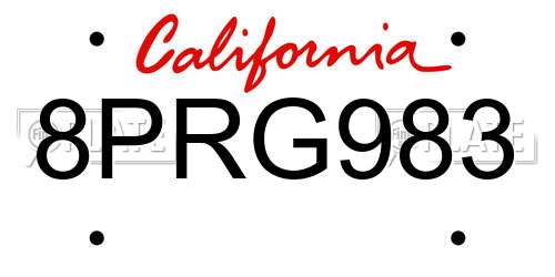8PRG983 California License Plate