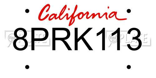 8PRK113 California License Plate