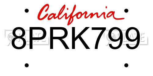 8PRK799 California License Plate