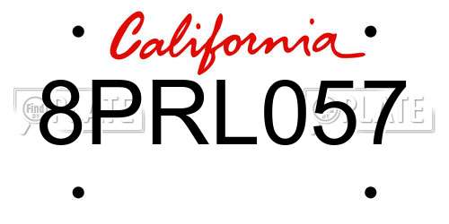 8PRL057 California License Plate