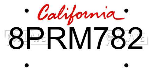 8PRM782 California License Plate