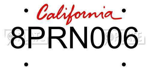 8PRN006 California License Plate