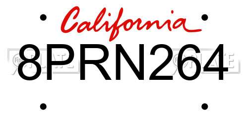 8PRN264 California License Plate