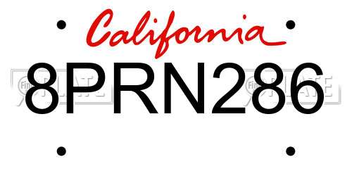 8PRN286 California License Plate