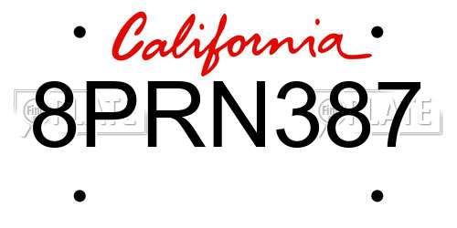 8PRN387 California License Plate