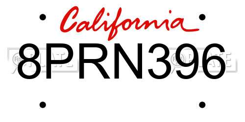 8PRN396 California License Plate