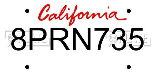 8PRN735 California License Plate