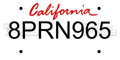 8PRN965 California License Plate