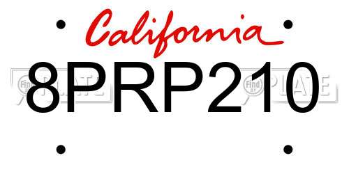 8PRP210 California License Plate