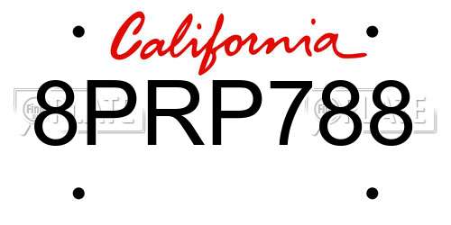 8PRP788 California License Plate
