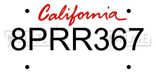 8PRR367 California License Plate