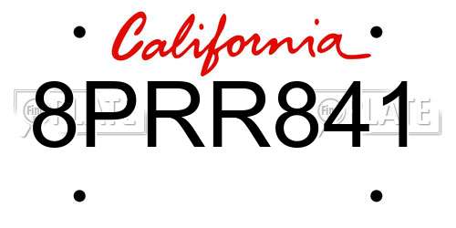 8PRR841 California License Plate