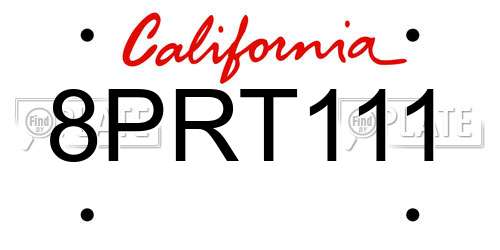 8PRT111 California License Plate