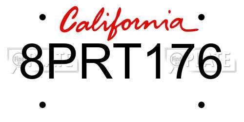 8PRT176 California License Plate