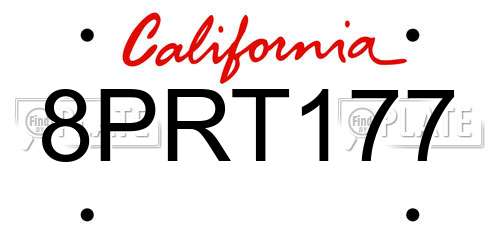 8PRT177 California License Plate