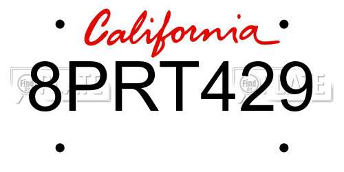 8PRT429 California License Plate