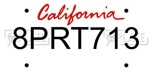 8PRT713 California License Plate