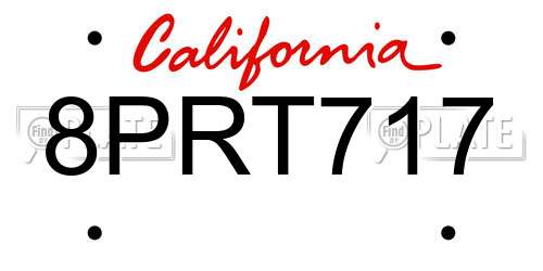 8PRT717 California License Plate