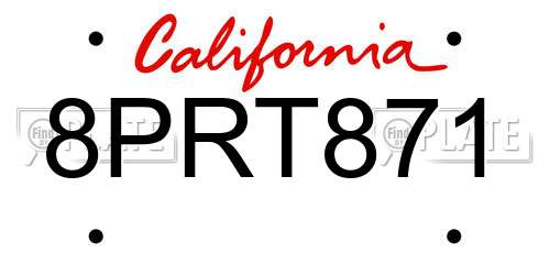 8PRT871 California License Plate