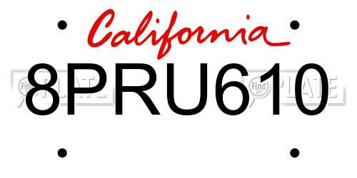 8PRU610 California License Plate