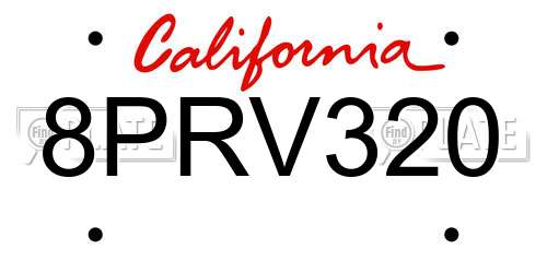 8PRV320 California License Plate