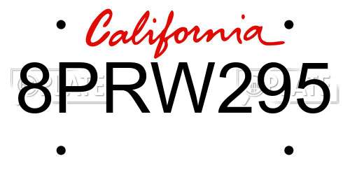 8PRW295 California License Plate