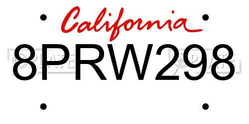 8PRW298 California License Plate