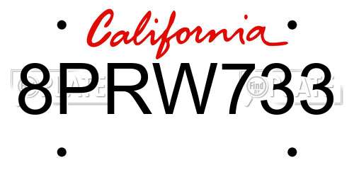 8PRW733 California License Plate