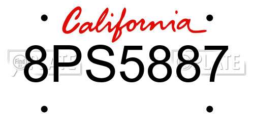8PS5887 California License Plate
