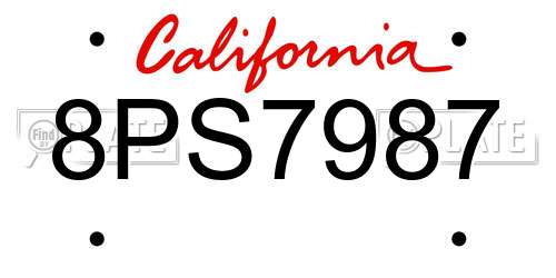8PS7987 California License Plate