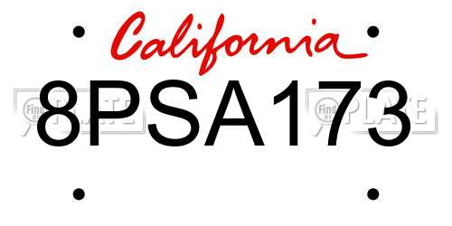 8PSA173 California License Plate