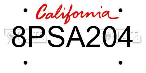8PSA204 California License Plate