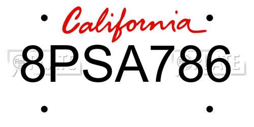 8PSA786 California License Plate