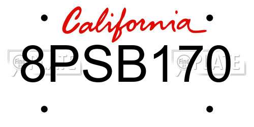 8PSB170 California License Plate