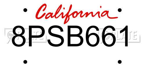 8PSB661 California License Plate