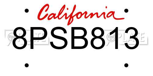 8PSB813 California License Plate