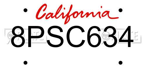 8PSC634 California License Plate