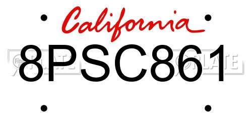 8PSC861 California License Plate