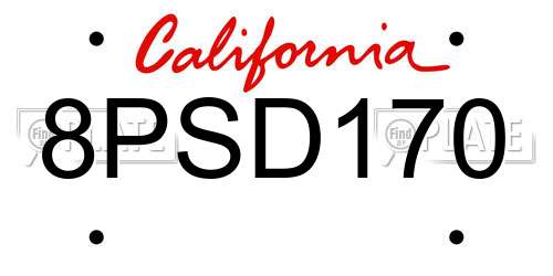 8PSD170 California License Plate