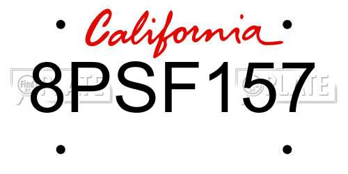 8PSF157 California License Plate