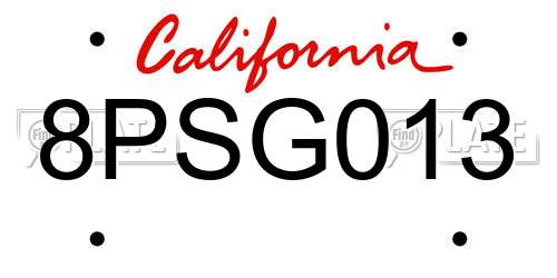 8PSG013 California License Plate