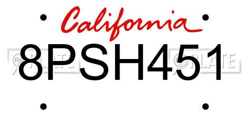 8PSH451 California License Plate