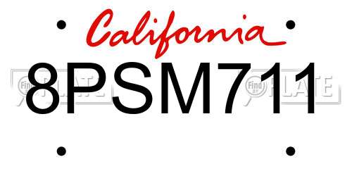 8PSM711 California License Plate