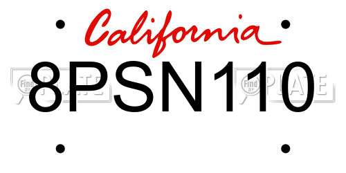 8PSN110 California License Plate