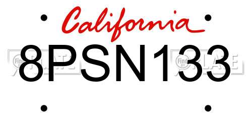 8PSN133 California License Plate