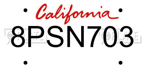 8PSN703 California License Plate