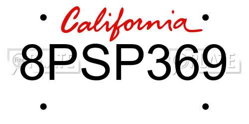 8PSP369 California License Plate
