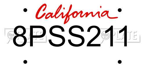 8PSS211 California License Plate