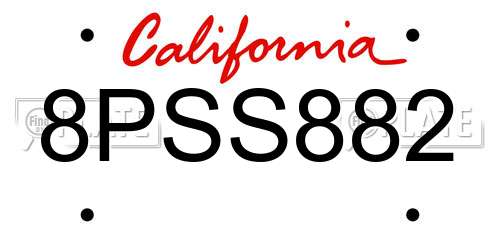 8PSS882 California License Plate